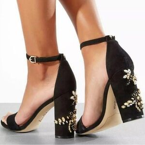 Sam Edelman Black Heels with Gold Accents